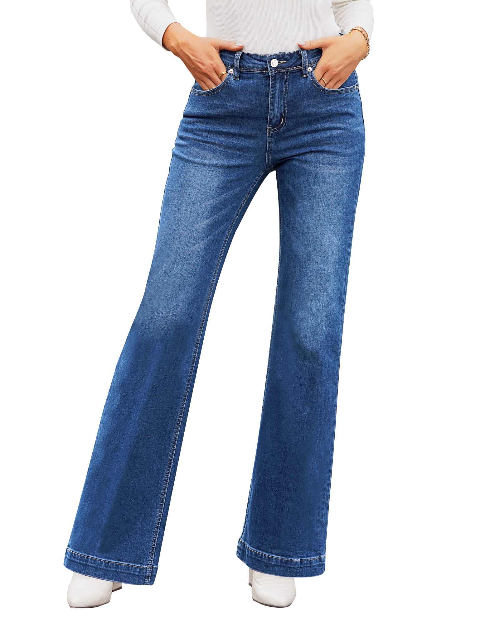 Vetinee Wide Leg Jeans for Women Summer Fall Casual Fitted High