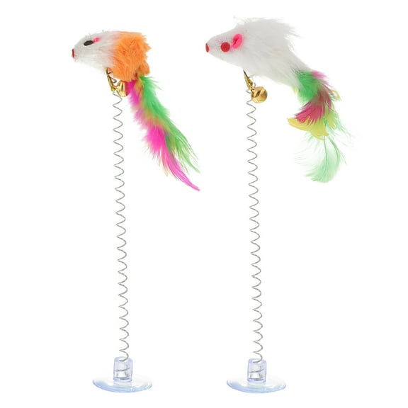 Pingxizhi 4Pcs Spring Cat Toy with Mouse Creative Pet Toys Mice Cat Toy Mouse Cat Catcher Toys (Random Color)