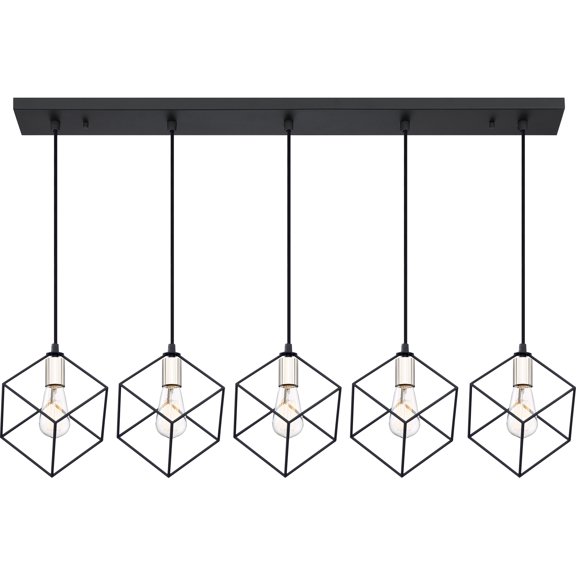 Ashley Harbour Contemporary 5-Light Ceiling Hanging Pendant Lights, Black