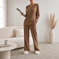 thumbnail image 2 of Loritta 2 Piece Women's Pajama Set Soft Ribbed Long Sleeve V Neck Fall Lounge Set, Women Pants with Pockets, 2 of 8