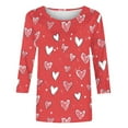 thumbnail image 5 of Gamivast Women Valentines Day Tops Plus Size Loose Casual Love Heart Print 3/4 Sleeve Trendy Blouse Holiday Crew Neck Tunic Shirts Valentines Blouse, 5 of 5