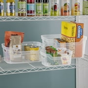 Mainstays Medium Open Bin, Clear Plastic Scoop-Front Easy Access Storage Bin, 8 Pack