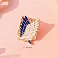 thumbnail image 2 of Attack on Giant Surrounding Anime Badge Black and White Investigation Corps Logo Wings of Freedom Alloy Brooch - Gold Blue, 2 of 5