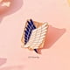 thumbnail image 2 of Attack on Giant Surrounding Anime Badge Black and White Investigation Corps Logo Wings of Freedom Alloy Brooch - Gold Blue, 2 of 5