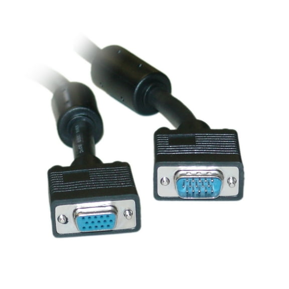 C&E SVGA Extension Cable with Ferrites, Black, HD15 Male to HD15 Female, Coaxial Construction, Double Shielded, 3 Feet