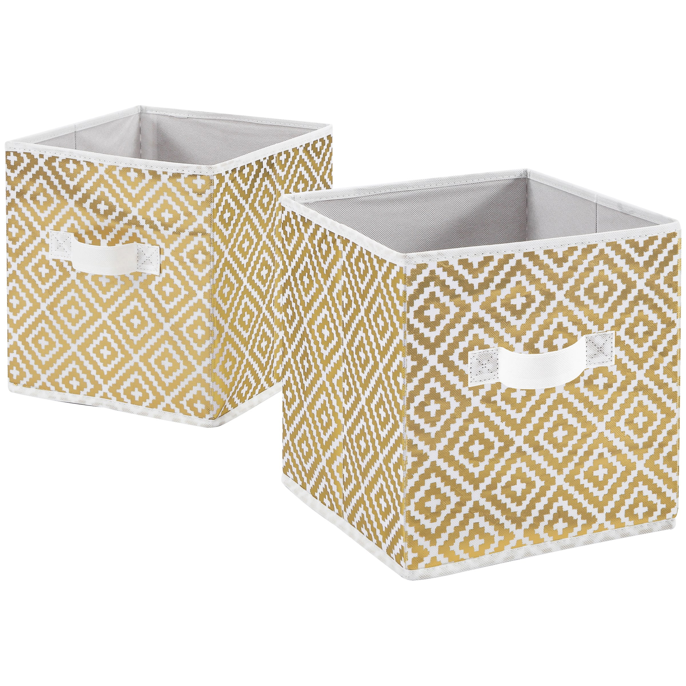 Mainstays 11" High Collapsible Storage Bin, Gold Diamond