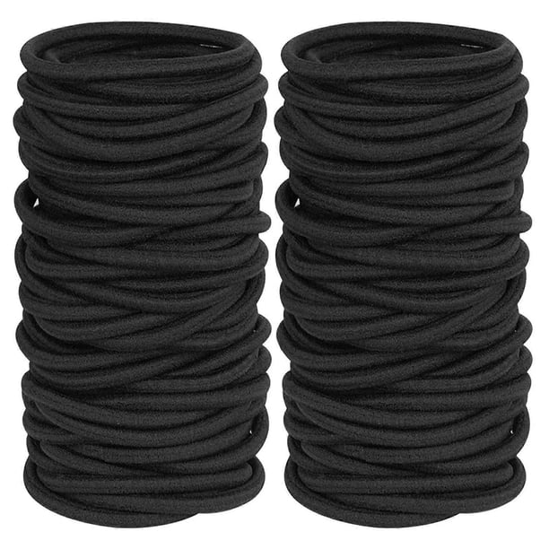 100 Pack Black Hair Bands Elastic Hair Ties for All Hair Types Suitable for Work, Sports, and Play No Metal