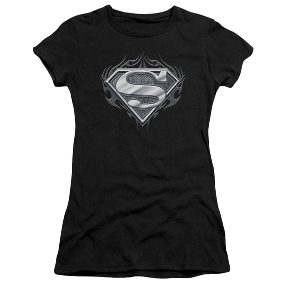 Superman Biker Metal Junior Women's T-Shirt Sheer Black