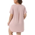 thumbnail image 4 of DARING DIVA Women's Plus Size Short Sleeve Soft Button Down Nightgown 4X Pink, 4 of 6