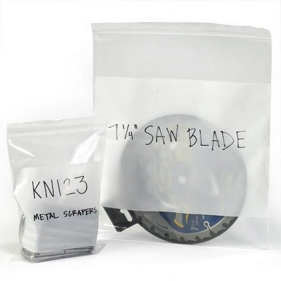 12 x 12" - 6 Mil White Block Reclosable Poly Bags - 500 Per Case