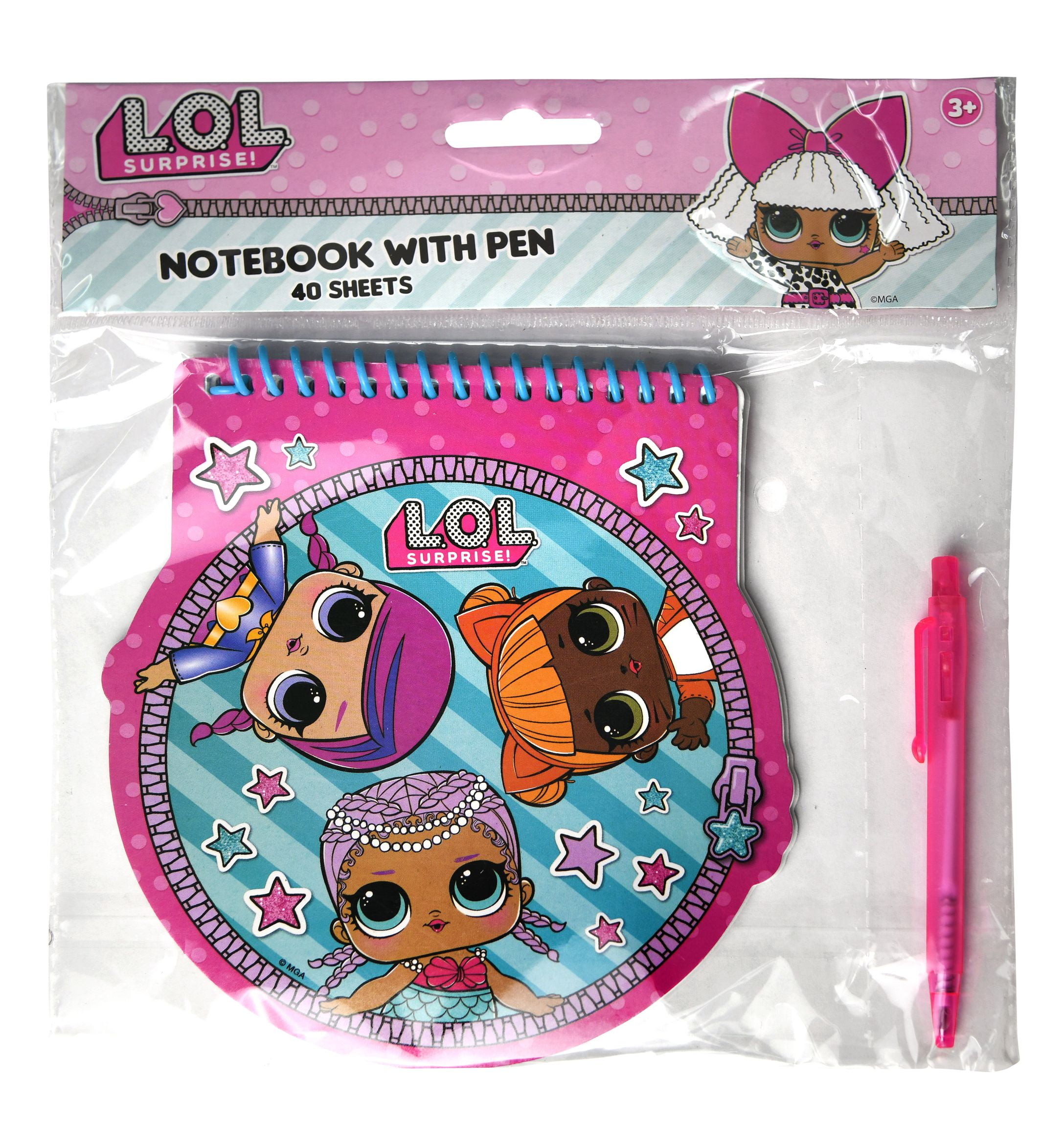 LOL Surprise Theater Club 40 Sheets Round Spiral Notebook w/ Pen, For