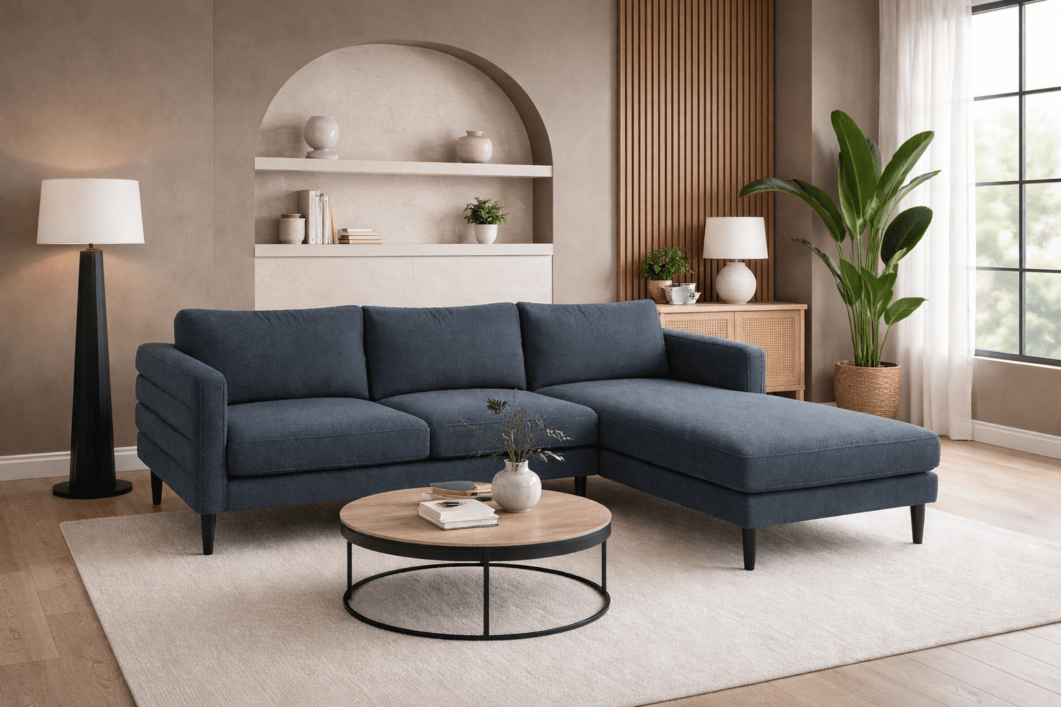 K-Living modern Fabric Sectional in Grey