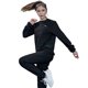 thumbnail image 1 of Traje antisudor para mujer, cuello redondo, manga larga, holgado, conjunto antisudor, cintura elástica, pantalones antisudor, deportes para correr, fiebre del sudor, 1 of 3
