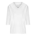 thumbnail image 3 of Patlollav Womens V Neck 3/4 Sleeve T Shirts Casual Basic Summer Tees Shirts Loose Fit Tunic Tops Fall Pullover, 3 of 6