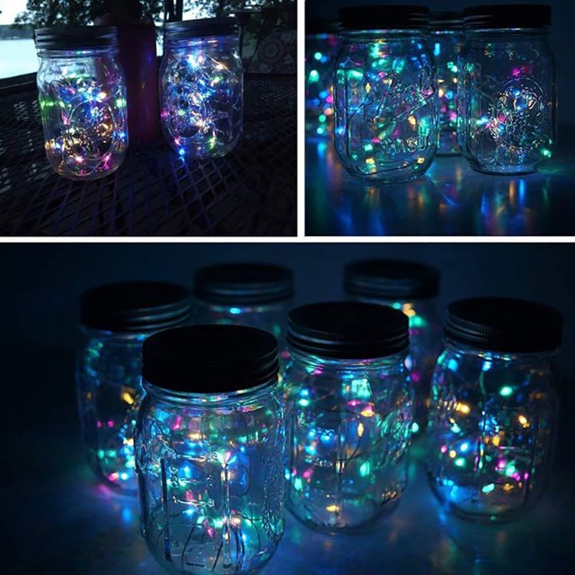 Luces De Tarro Luces De Cadena De Hadas De Colores Solares 6pcs Luces De Tarro 20 LED Luces De Cadena De Hadas De Colores Solares Tapas Insertar Para Garden Yard Party Boda Navidad ANGGREK Otros
