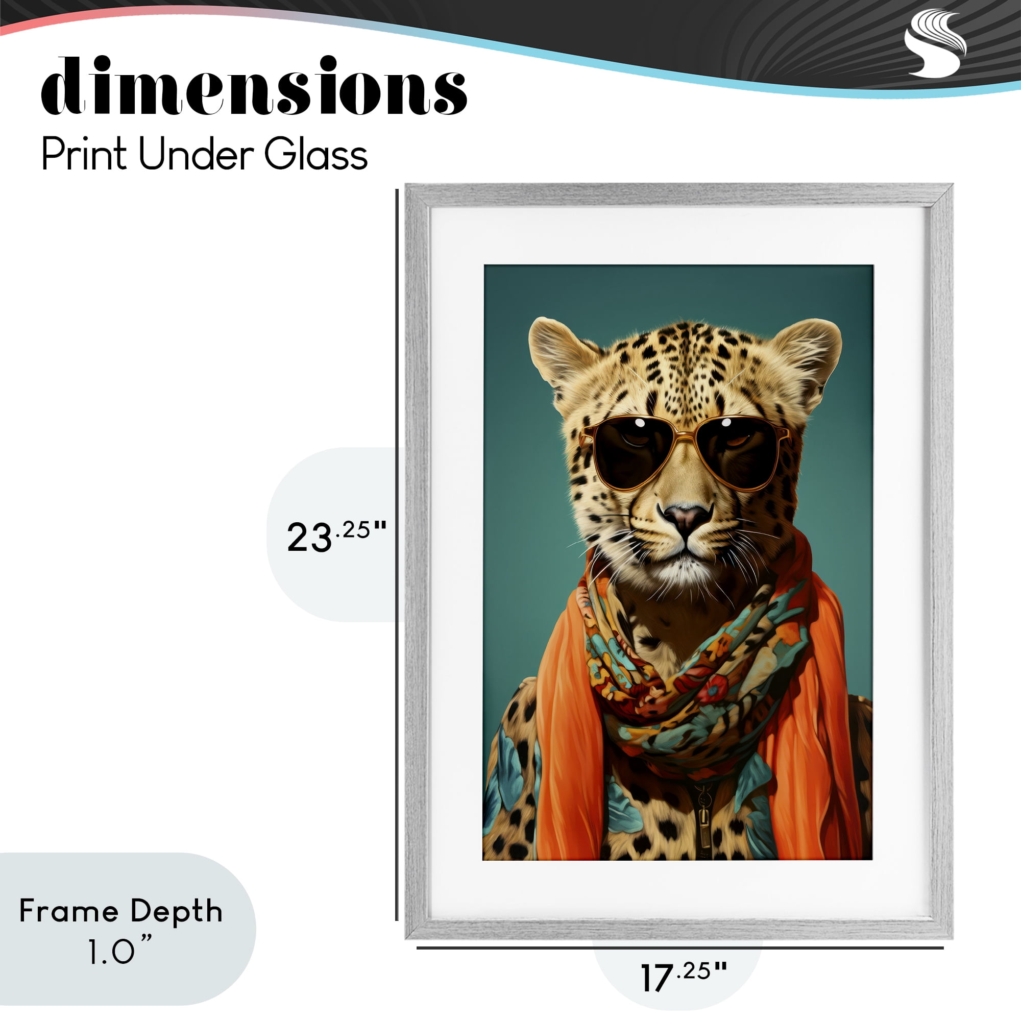 Stupell Industries Safari Glamour Leopard Gray Framed Print Under Glass, design by Andrea Haase