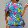 thumbnail image 6 of Flamingo Pattern Women's Short Sleeve Tops Casual Blouses T Shirt, 6 of 6