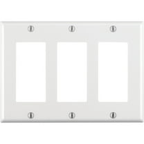 Leviton 3-Gang Decora GFCI Rocker Switch Wall Plate, Standard Size Cover, Thermoset Plastic, Device Mount, 80411-W, White (Pack of 1)