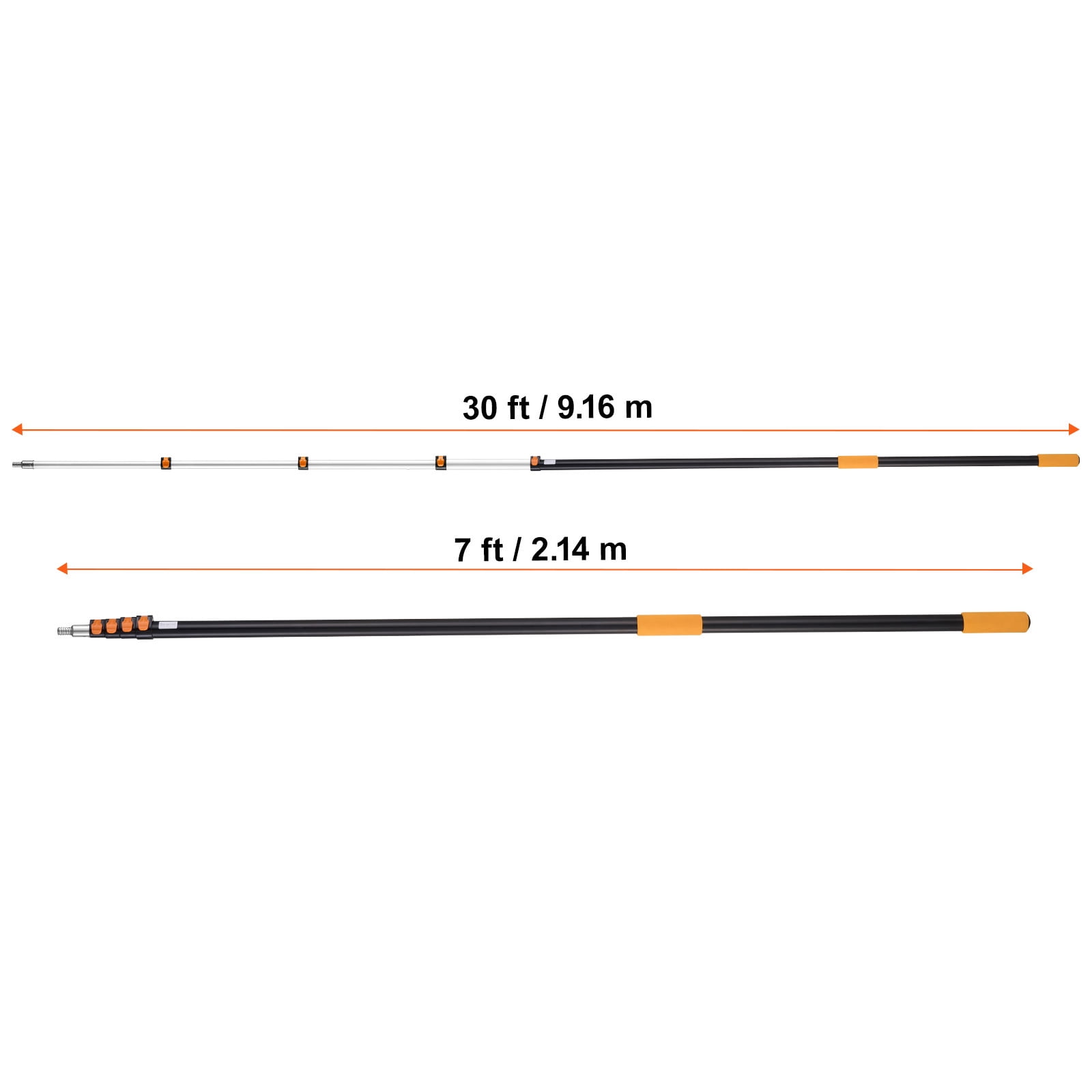 KFFKFF Extendable Rod, Ranging from 7 to 30 FT, Multipurpose Extension Rod, Robust Aluminum Alloy Paint Lengthening Rod with Flip-Lock Mechanism, Adjustable Rod for Paintwork