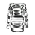 thumbnail image 1 of Womens Maternité Régulière Ourlet Manches Longues Col Rond Basique Nourrice T-Shirt Ceinture Top Allaitement, 1 of 5