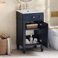 thumbnail image 2 of CQSXDA 18 Inch Bathroom Vanity Set with White Ceramic Sink and Adjustable Shelf, Freestanding in French Style，Blue, 2 of 11