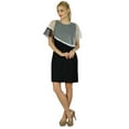 thumbnail image 2 of Bimba Women Short Mini Black Bodycon Dress With Asymmetrical Poncho Classic Top, 2 of 5