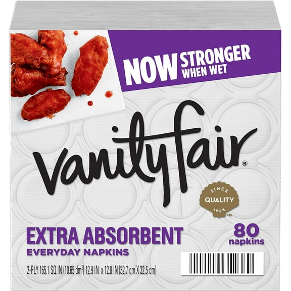 Vanity Fair Extra Absorbent Paper Napkins, 80 Count