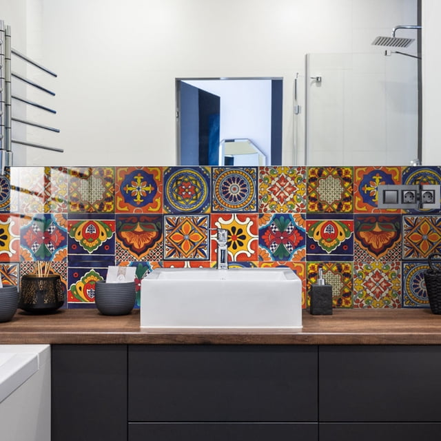 Pegatinas para azulejos contra salpicaduras, despegar y pegar, azulejos coloridos, pegar en azulejos de pared, 20 hojas