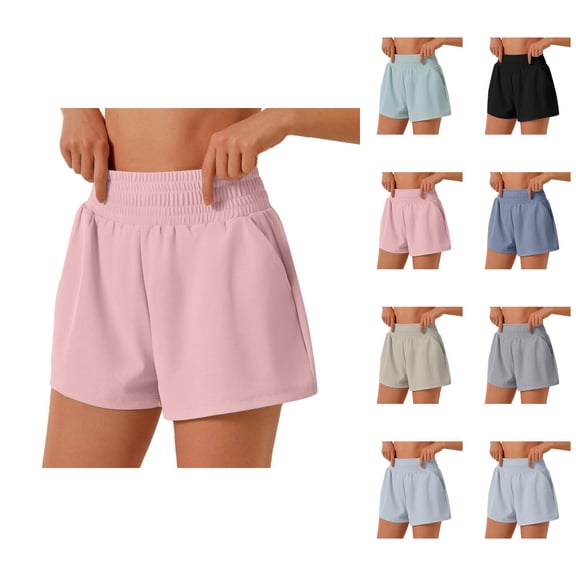 Running Shorts for Women High Waist Pockets Lightweight Breathable Yoga Gym Active Sports Workout Athletic Shorts