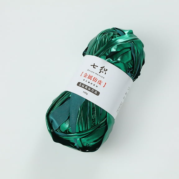 Zhuge 200g Shiny Metallic T-Shirt Yarn, Fabric Cloth Yarn for Crocheting, Knitting, Handmade Bag & Rug Weaving DIY Projects, Green