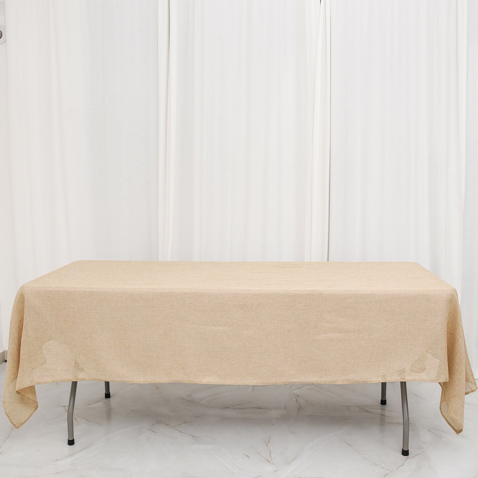 Efavormart 60"x102" Natural Jute Faux Burlap Round Tablecloth | Boho Chic Table Linen - Walmart.com