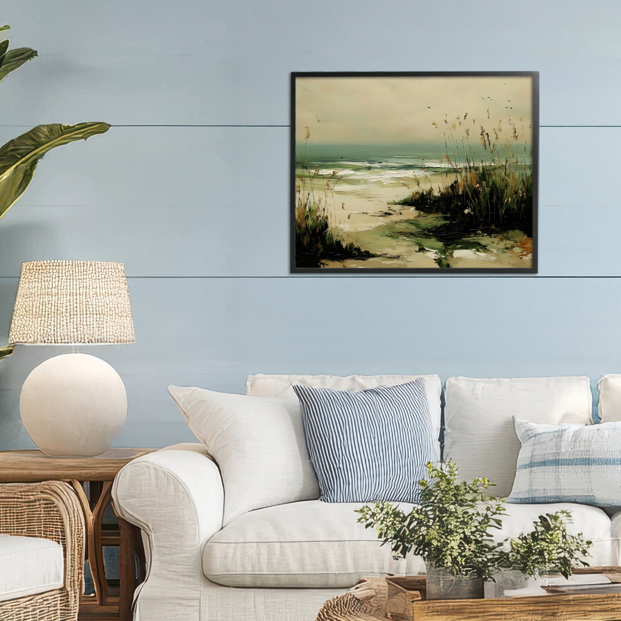 Stupell Industries Sea Oats on the Beach Black Framed Giclee Art, design by Franklyn Gregory