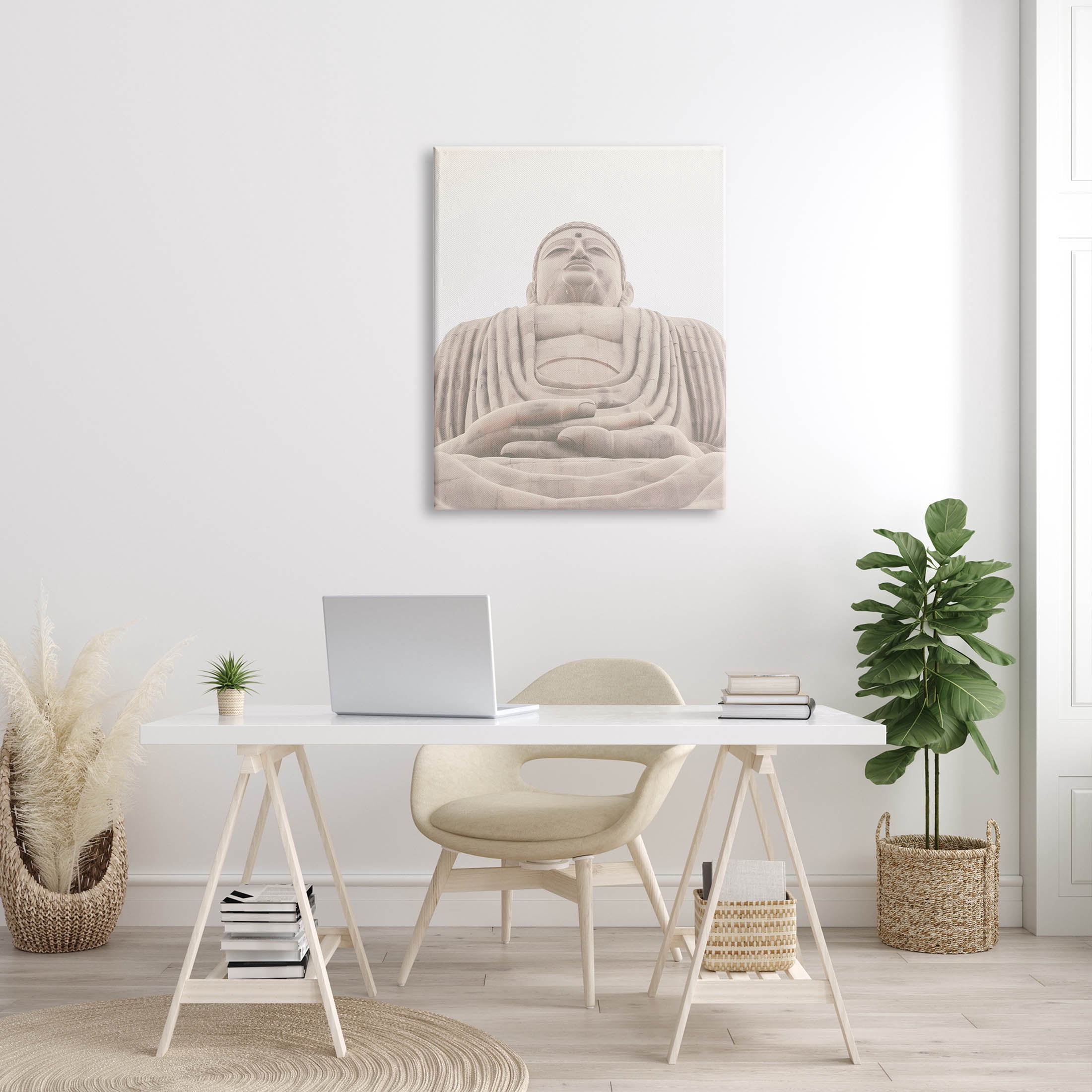 Spiritual Buddha Sacred Sculpture Religious Photograph Gallery Wrapped Canvas Print Wall Art