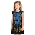thumbnail image 1 of Balery Wolf Head And Dreamcatcher Camisón de princesa para niñas, pijama de algodón con mangas abullonadas, suave y bonito.-Large, 1 of 6