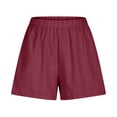 thumbnail image 5 of Cotton Linen Shorts for Women Summer Casual Elastic High Waist Wide Leg Loose Fit Lightweight Beach Shorts with Pockets, 5 of 6