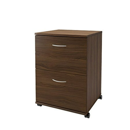 Essentials 2 Drawer Mobile Filing Cabinet, Walnut
