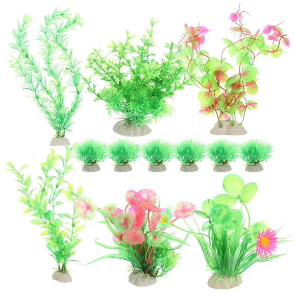 SEWCHICS 12Pcs Realistic Plastic Fish Tank Plants for Aquarium Decorative Accessories