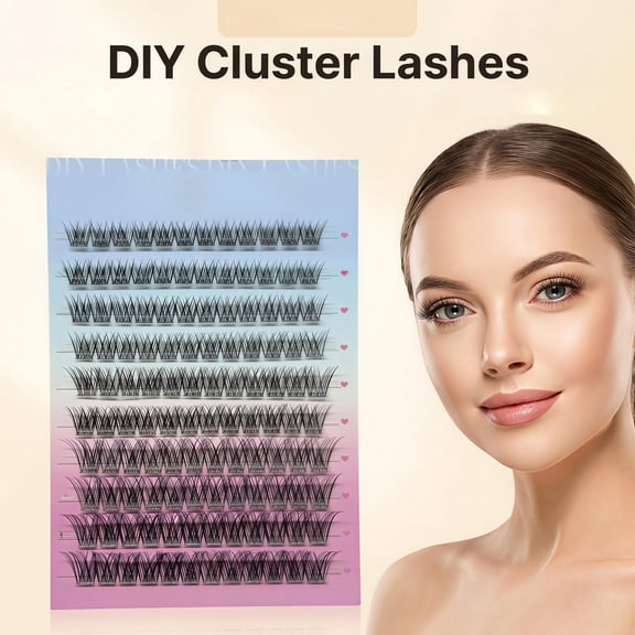 RAGUPEL Self Adhesive Eyelashes Wispy Self Adhesive Lash Clusters Natural Double Glue Strips Lashes Clusters No Glue Needed Eyelash Clusters Waterproof Cluster Eyelash Extensions by
