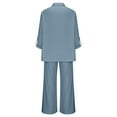 thumbnail image 4 of Long Sleeve Linen Sets for Women, Button Shirt with Long Pants Loose Caual Outfits,Summer Beach Vacation Outfits Linen Two Piece Set Lady Blue S, 4 of 6