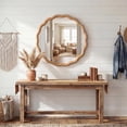 thumbnail image 7 of Perfnique Round Wavy Mirror, 24'' Wood Framed Circle Mirrors for Wall Decor, Tempered Glass Scalloped Mirror for Bedroom Living Room Entryway Nursery Decorative, 7 of 7