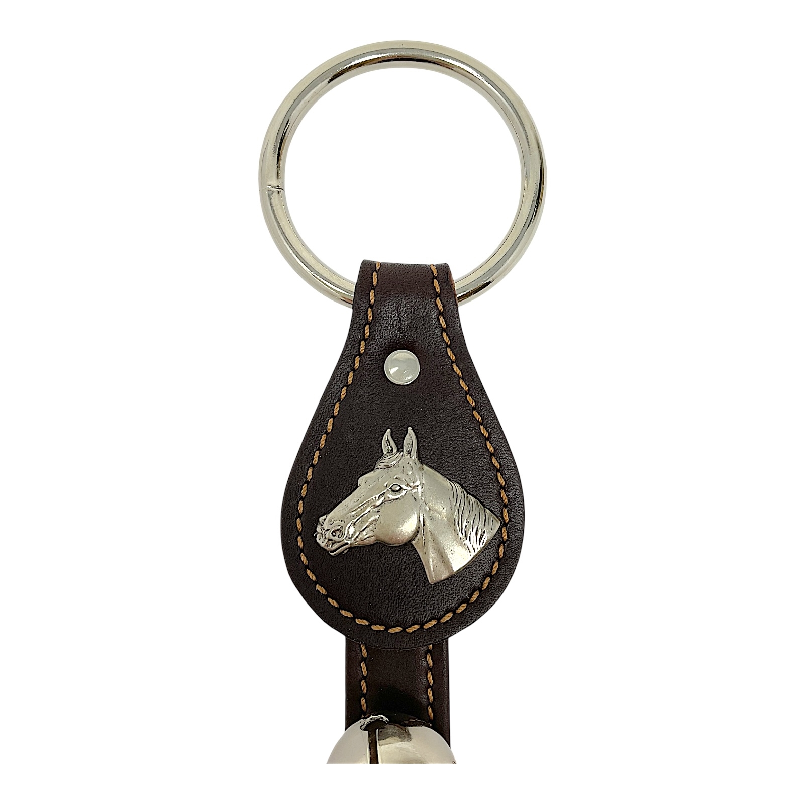 Belsnickel Horse Head Charm Brown Leather Sleigh Bell Door Hanger Made in USA