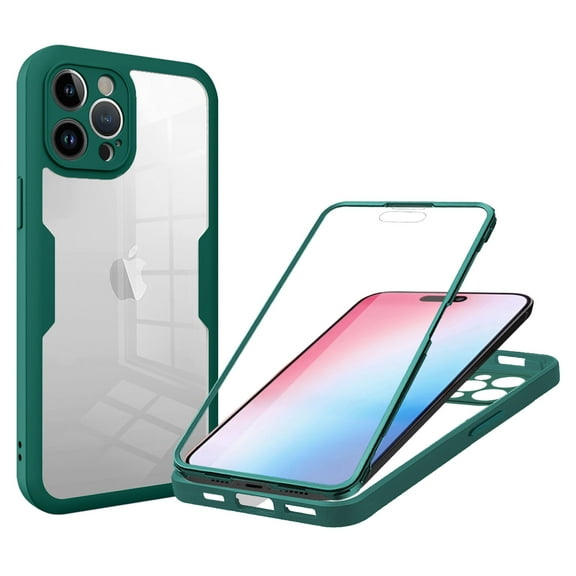 Designed for iPhone 15 Pro Max Case, Full-Body Protection Phone Cover with Screen Protector Built-in Touch Sensitive Anti Scratch Upgraded Shockproof TPU Bumper Case for iPhone 15 Pro Max - Darkgreen