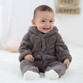 thumbnail image 2 of Xijirk Baby Long Sleeve Cartoon Animal Style Thick Warm Climbing Romper Jumpsuit Winter Clothes,Baby One-piece Pajamas-Grey-6-12 Months, 2 of 9