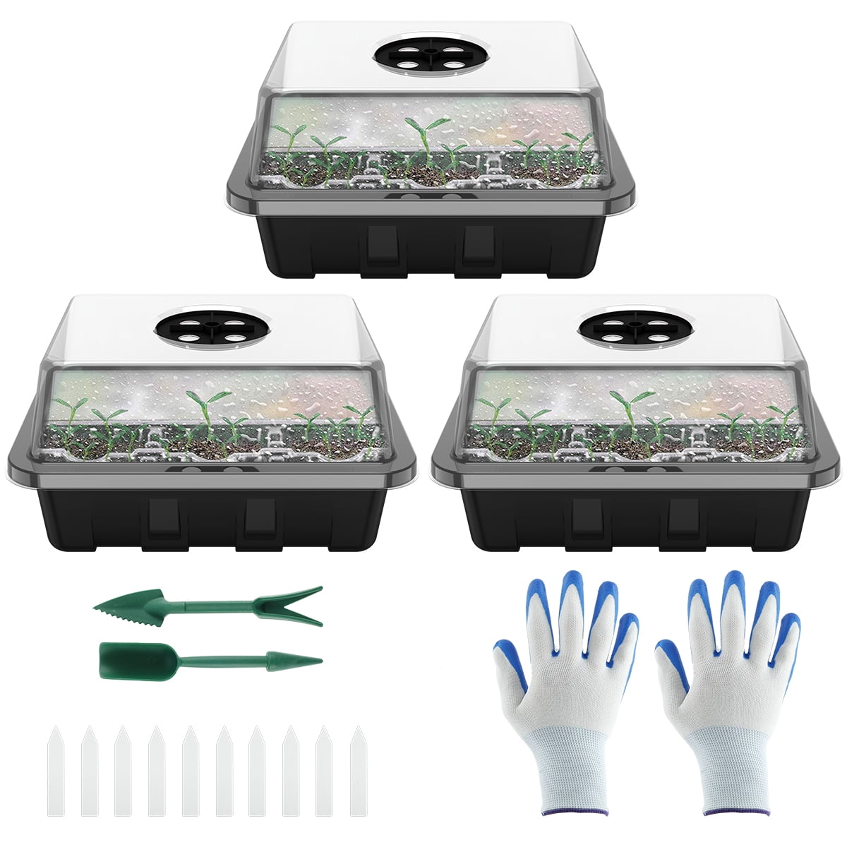 3x/set 12 Cell Seed Starter Kit Starting Plant Propagation Tray Gardenin Cloning 