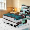 thumbnail image 5 of Erosebridal Happy Camping Camper Zipper Twin Comforter Sets with Fitted Sheet and 2 Pillowcases, Teal Farmhouse Zipper Bedding Set, Reversible, 5 of 7