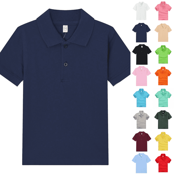Boys School Uniform Polo Shirts Solid Color Quick Dry Short Sleeve Uniform Shirt Kids Summer Lightweight Comfy Athletic Clothes