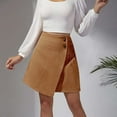 thumbnail image 5 of Annhoo Summer Skirts for Women Button down High Waist Asymmetrical Wrap Mini Skirt Casual Front Slit Skirt, 5 of 6