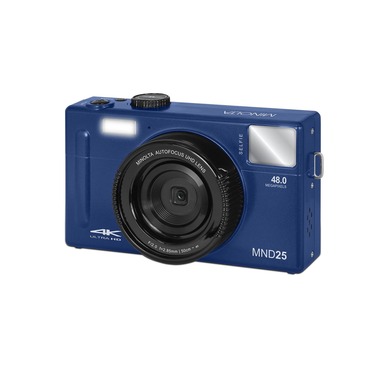 Minolta Minolta MND25 Digital Camera, 48 MP Autofocus, 4K Ultra HD Camera with Selfie Mirror & 32GB SD Card, Blue, Bundle with Slinger Camera Bag
