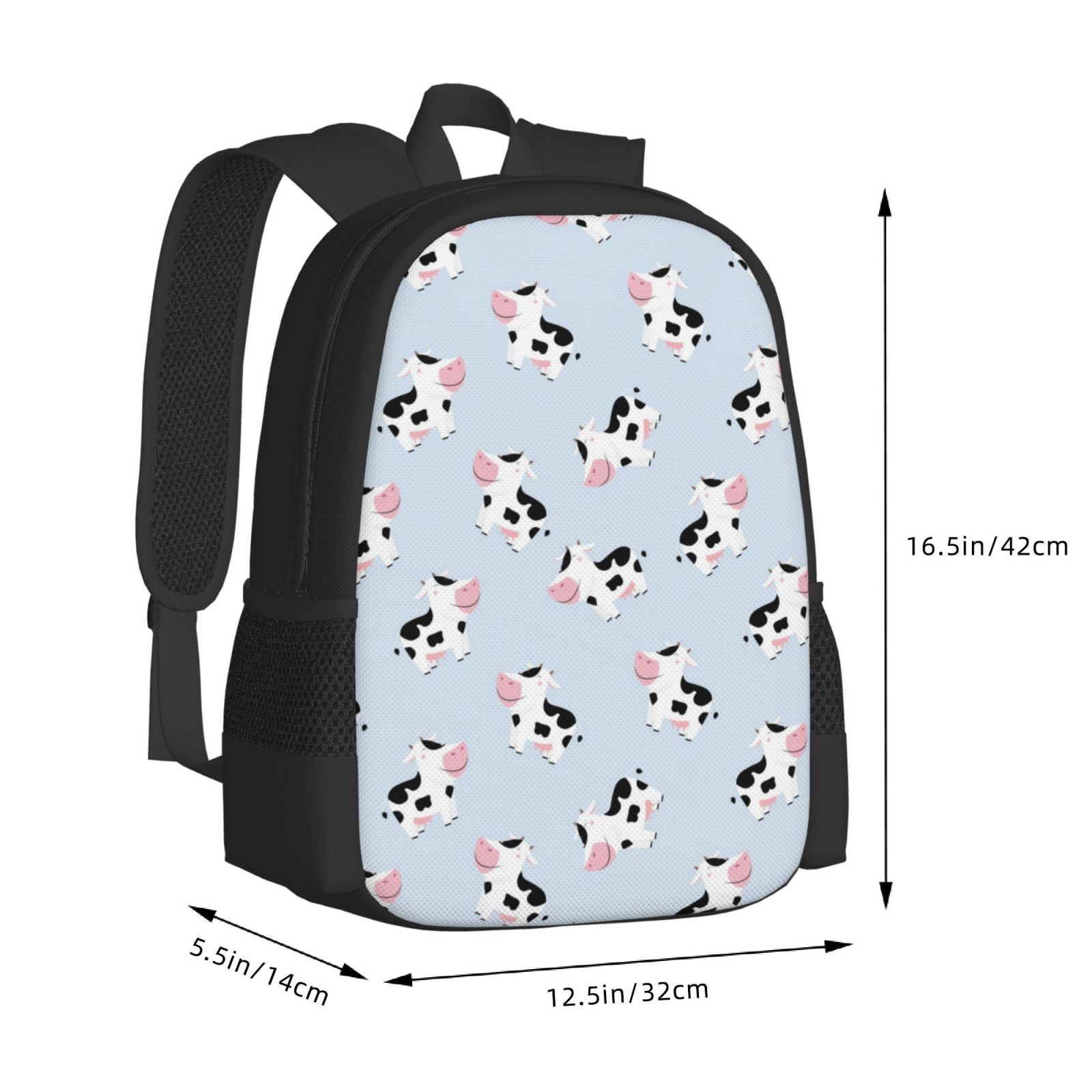 Vsdgher Cute Farm Cow Print Backpack for Women Men School Bookbag with Laptop Compartment for College Work Travel, Simple Fashion Casual Daypack, Fit 15" Laptop