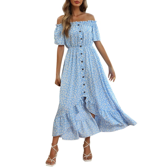 Ketyyh-chn99 Robes d'Été pour Femmes Grande Taille Robe Mini Robe de Fête Robe Droite Unie pour Vacances Robe à Enfiler Robe de Plage Bleu Ciel,P